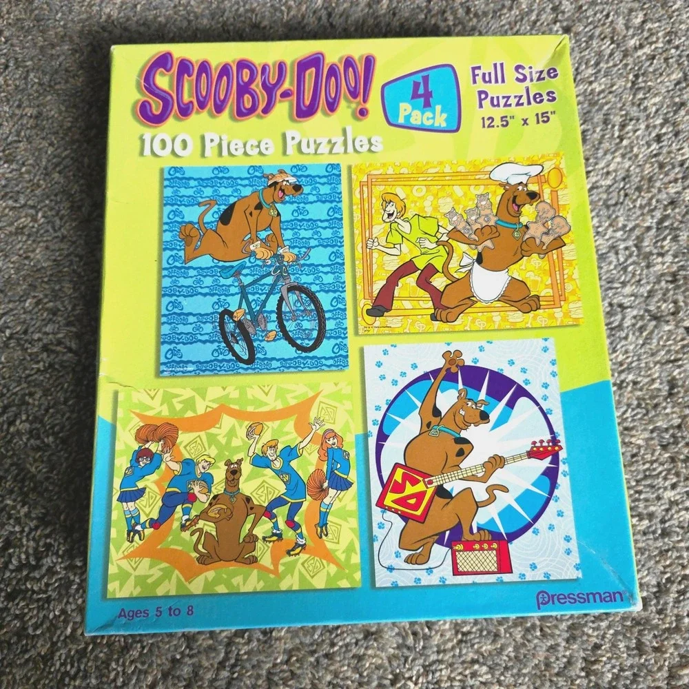 Scooby-Doo 4 Pack 100 Piece Puzzles Pressman 2005 Cartoon Network Vintage
